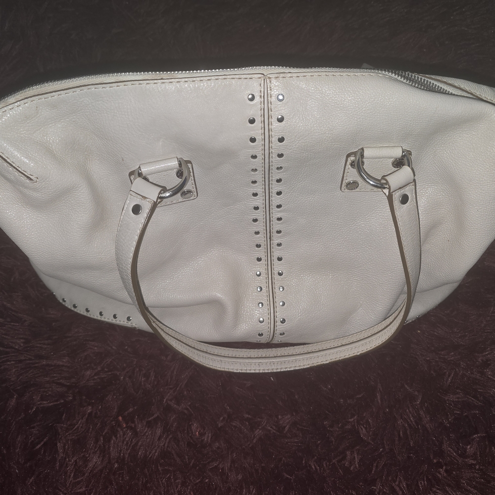 Michael Kors Cream Shoulder Bag with Dome Shape and Metal Accents